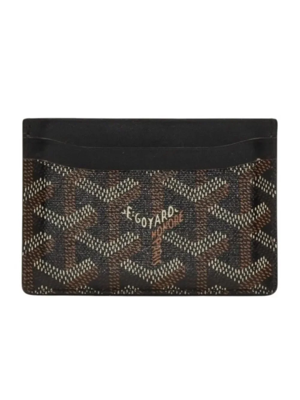 Goyard Saint Sulpice Herringbone Card Case Black Leather